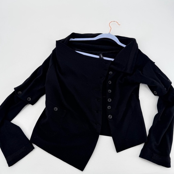 Porto Tops - Porto Black Asymmetrical Button Jacket Lagenlook Porto 0 XS Art to wear